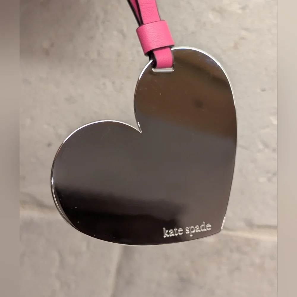 Kate Spade Leather Pouch with Mirror Heart - EUC - Pink - Picture 7 of 11